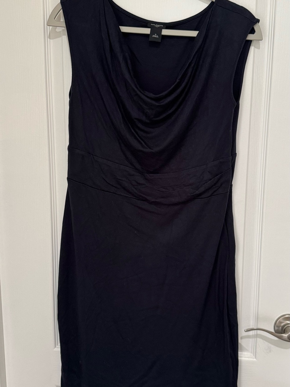 Ann Taylor Black Sleeveless Cowl Neck Midi Dress
